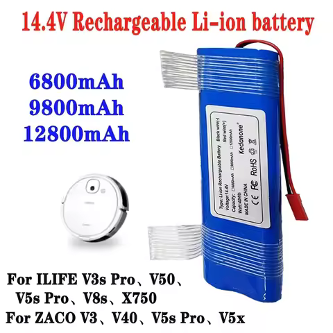 14.4V 12800mAh 9800mah Good Quality Battery For ilife V50 V55 V8s V3s Pro V5s Pro V8s X750 Robot Vac