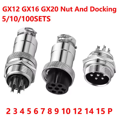 5Pcs GX12 GX16 GX20 Aviation Connector 2 3 4 5 6 7 8 9 10Pin Male Female Docking Cable Aviator Plug 