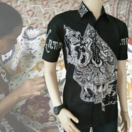 KEMEJA BATIK PRIA MOTIF WAYANG LENGAN PENDEK HEM BATIK PRIA TERBARU KEKINIAN 2021