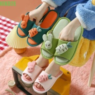 Kiko2E House Linen Slippers - Soft Flax, Non-Slip Open Toe Design