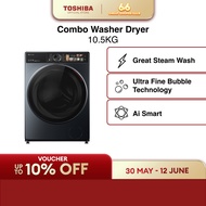 Toshiba TWD-T25BZU115MWS(MG) T25 Combo Washing Machine with Smart Control, 10.5kg