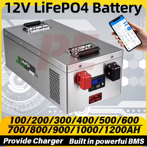 12V 100Ah Deep Cycle Battery 200Ah 300Ah 400Ah 500Ah 600Ah 800Ah 1000Ah Lifepo4 for Solar Panel Inve
