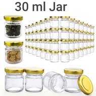 12 PCS 30ML GLASS CYLINDER JAR WITH GOLD CAP 30ML GLASS CYLINDER JAR BOTTLE Glass Jar Glass Containe