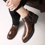 ZZChelsea Men's Boots Dr. Martens Boots British Low-Top Fashionable Men's Shoes Booties Genuine Leather Mid-Top Big Hea