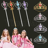 Princess Elsa Rhinestone Tiara Crown and Magic Wand with Glitter Crystal Head Hoop Jewelry Hair Acce