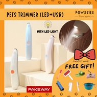 Pakeway Small Fur USB enabled LED light Trimmer for Pets Grooming Cat Dog Shaver for paws butt small