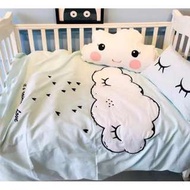 【預購】H - 棉質+磨毛！雲朵雨：嬰兒床款＊床單三件組(尺寸：被套110*140/床單120*150/枕套30*50*1)_免運。