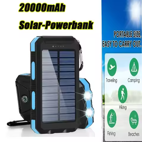 Solar Power Bank 200000mah Waterproof Large Capacity Power Bank Fast Charging External Battery with 