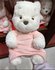 【現貨sale】日本迪士尼 商店 新宿限定  白色pooh 維尼熊  粉色毛毯   公仔