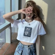 Maise Babytee Korean Style Y2K Crop Tops For Women Print Short T-Shirt Baby Tee Street Wear For Girl