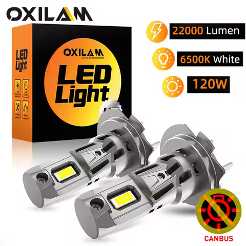 OXILAM 2Pcs 22000LM H7 Led Headlight Canbus 120W 6500K White 16Pcs CSP Led Car Headlamp for Nissan K