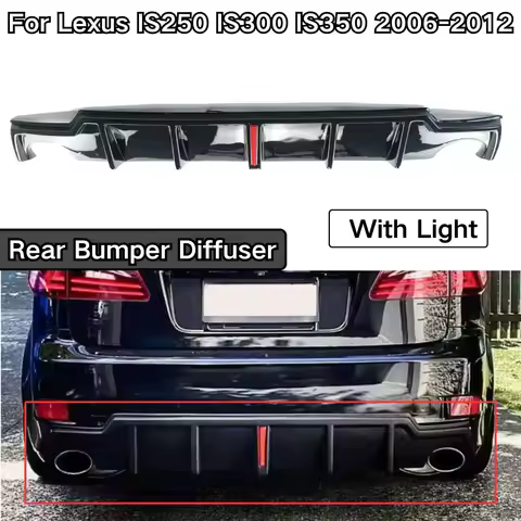 For Lexus IS250 IS300 IS350 2006-2012 Rear Bumper Diffuser With LED Light Car Accessories Spoiler Sp