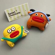 1Pc 3D Cute Big Mouth Monster Silicone Earbuds Case With Plastic Ring Hook, Shockproof Protective Co