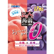 ORIHIRO 蒟蒻果凍0卡 白桃+葡萄口味 12個