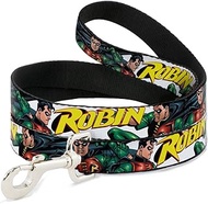 Buckle-Down DL-6FT-WBM068-W Red/Green/White Robin Pet Leash, 6 Feet Long-1.5" Wide