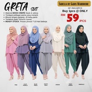 Greta Suit | Sabella Suit Tanpa Gosok | Ironless Plain Suit Homewear Plus size Alibaba Pant muslimah