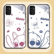 NC-86 Stitch Disney Glass Case For Samsung A05S A35 A55 A24 A14 A15 A04S A34 A25 M15 A54 S21 FE Plus