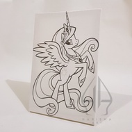 kanvas lukis sketsa 20x30 cm berkualitas/kanvas lukis sketsa mewarnai - kuda unicorn 2
