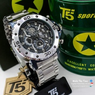 Jam Tangan Pria T5 3723 Chronograph dan Tanggal Aktif Waterproof Rantai Stainless Steel