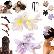 1 cái/2 cái/3 cái Kẹp tóc hoa thanh lịch, Kẹp tóc phẳng không trầy xước, Chĩa tóc hình chữ U, Kẹp tó