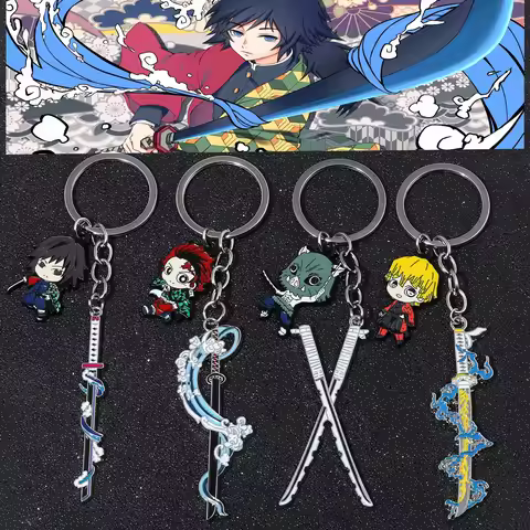 Anime Demon Slayer Sword Metal Keychain Kimetsu no Yaiba Kamado Tanjirou Nezuko Shinobu Weapon Penda