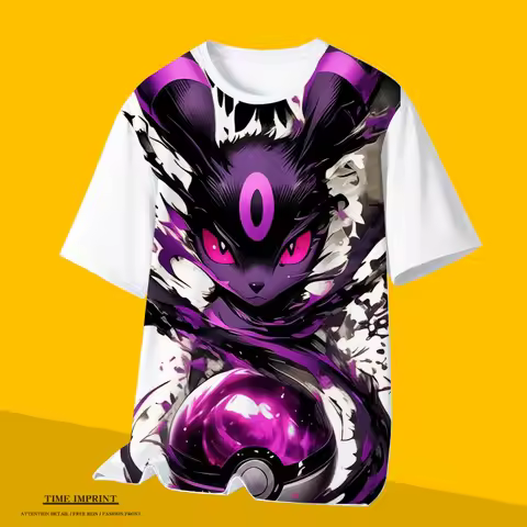 Bandai 2026 New Anime Pok É Mon Pikachu 3D Printed Quick Drying Breathable Parent Child Short Sleeve