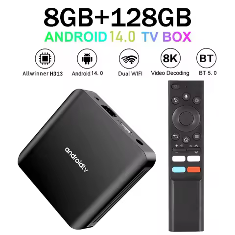 TV Box 4G 5G Dual Wifi BT5.0 Android 14 Smart Voice control TV98 ATV Plus Media Player Set Top Box H