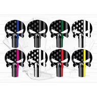 Punisher Skull svg, png, ai and dxf Files,plice blue thin, military green thin,firefighter red thin 