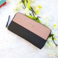 Kate Spade Spencer Zip Around Continental Wallet in Pink / Black Two-Tone Saffiano Leather - Ladies 