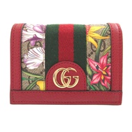 近全新 Gucci 523155 Ophidia GG Flora PVCRED迷你皮夾對折皮夾 0367 [二手] GUCCI