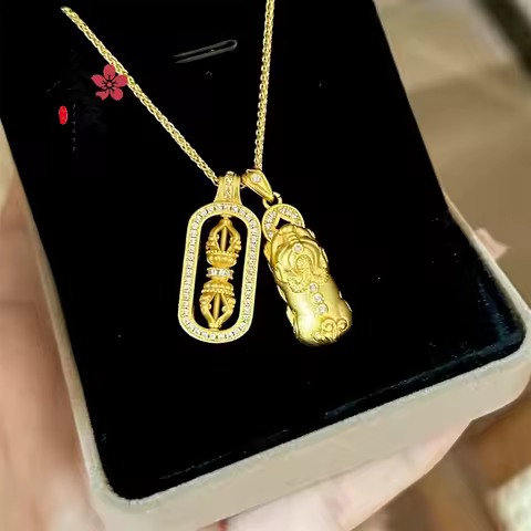 The new fashion 24K real gold Chinese explosive diamond Pixiu Diamond pestle au9999 exquisite gold o