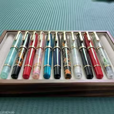 Acrylic Pen Admok M800/800 Resin Piston Fountain Pen Red Schmidt or Bock F/M/B 0.5 0.7 1.0mm Nib Tra