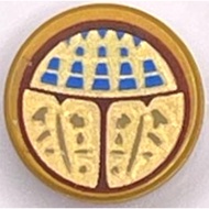 LEGO PARTS (GENUINE) 98138pb390 Tile, Round 1 x 1 with Gold Scarab of Ammit with Blue Spots Pattern