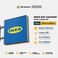 Galvanized Neon Box 60x60cm 2-Sided Box - Diroema