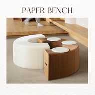 [shibazhi] 18 PAPERS Paper Bench Honeycomb Kraft Paper Foldable Stretching Accordion 3 Seaters