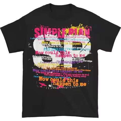 Vtg Simple Plan Lyrics Heavy Cotton Black T Shirt S 5XL