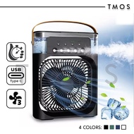 TMOS 3 in 1 USB Mini Portable Fan Air Cooling Humidifier Purifier Mist Cooler with Aircond High Speed LED Light Kipas Mini Sejuk Penyejuk