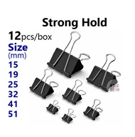 Strong Hold 15/19/25/32/41/51mm Metal Binder Clip/Double Sided Clip/Paper Clip (12pcs/box)