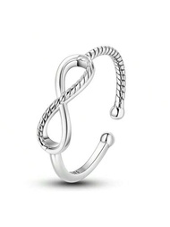 女士銀戒指無限符號S925純銀簡約浪漫開口可調節戒指精品珠寶周年紀念禮物