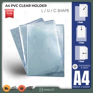 Clear A4 Holder C / L / U Shape File / Holder Transparent Clear Holder File Thick Waterproof Clear A