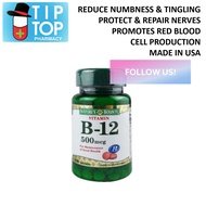 Nature's Bounty Vitamin B-12 500mcg 100 Tablets ( cyanocobalamin B12 for nerve numbness tingling B 1