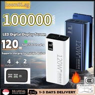 【SG STOCK】3C 120W Super Fast Charging Powerbank 100000mAh/20000mAh Power Bank Qc3.0 Charger 4USB Out