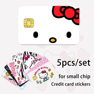 5pcs/set Sanrios Hello Kitty Credit Debit Card Sticker Anime Poker Sticker Skin for Small Chip