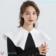 ANEMONE Organ Pleats Fake Collar, Detachable Dual-piece Set Flared Fan-shaped Drape Short Wrist Cuff