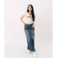 C5x Jeans - Denim Jeans Skirt with asymmetric buckle waistband / Women's Jeans stretch and soft mate