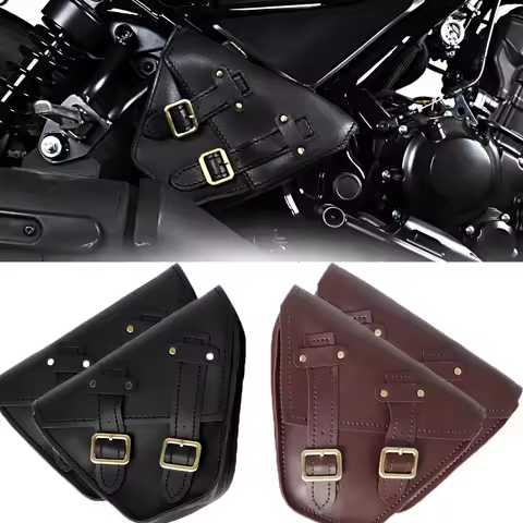 Universal Motorcycle Tool Bag Faux Leather Waterproof Saddlebag Side Pannier Retro Sissybar Pack
