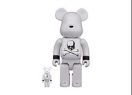 Bearbrick Mastermind JAPAN WHITE CHROME 100% & 400% Be@rbrick