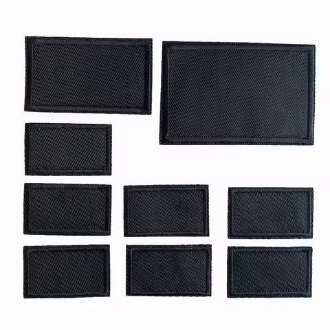 5Pcs Black Rectangle Embroidered Patches For Clothes Iron on Patch Applique Sticker DIY Badges Appar