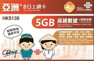 CUniq 亞洲8日上網卡