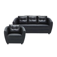 WINNER FURNITURE โซฟาหนัง 3+1 ที่นั่ง (Set) รุ่น แมกซ์ - สีดำ As the Picture One
